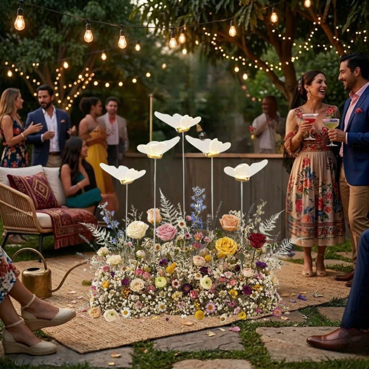 Lampara Pie Mariposas Flotantes Luz Ambiente Elegante ALJ-3