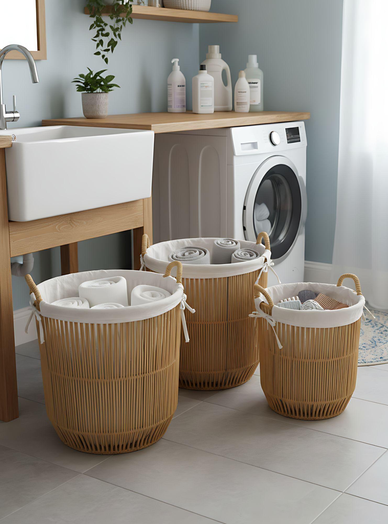 Set 3 Cestos Almacenamiento Decorativos Natural Hogar Jhn-6