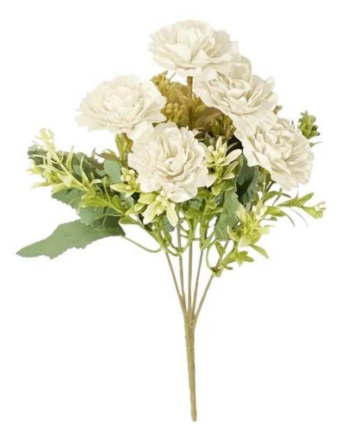 Set 4 Flores Artificiales Ramo Decorativo Peonía Follaje Jhn-2