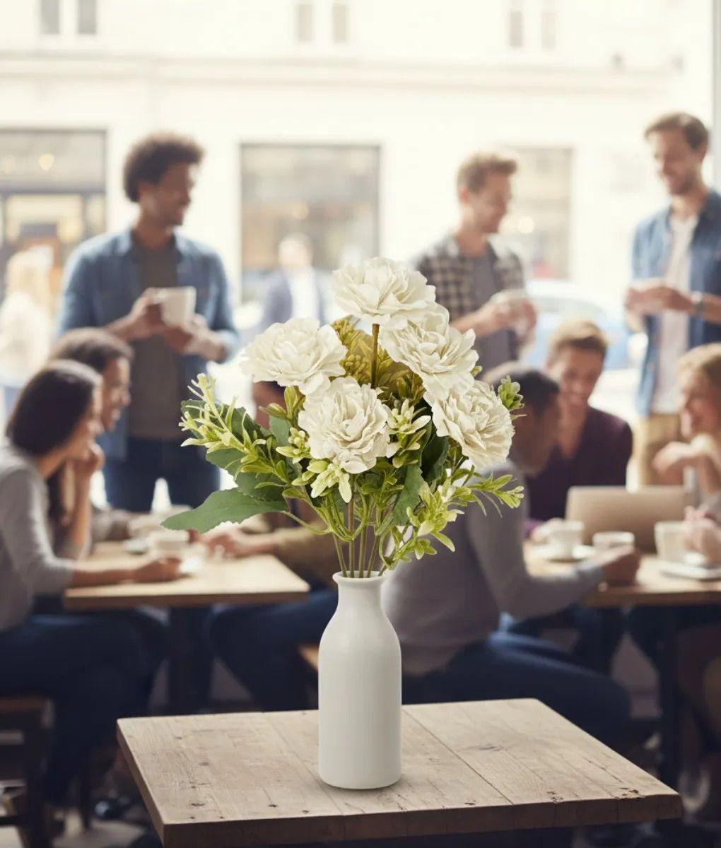 Set 4 Flores Artificiales Ramo Decorativo Peonía Follaje Jhn-6