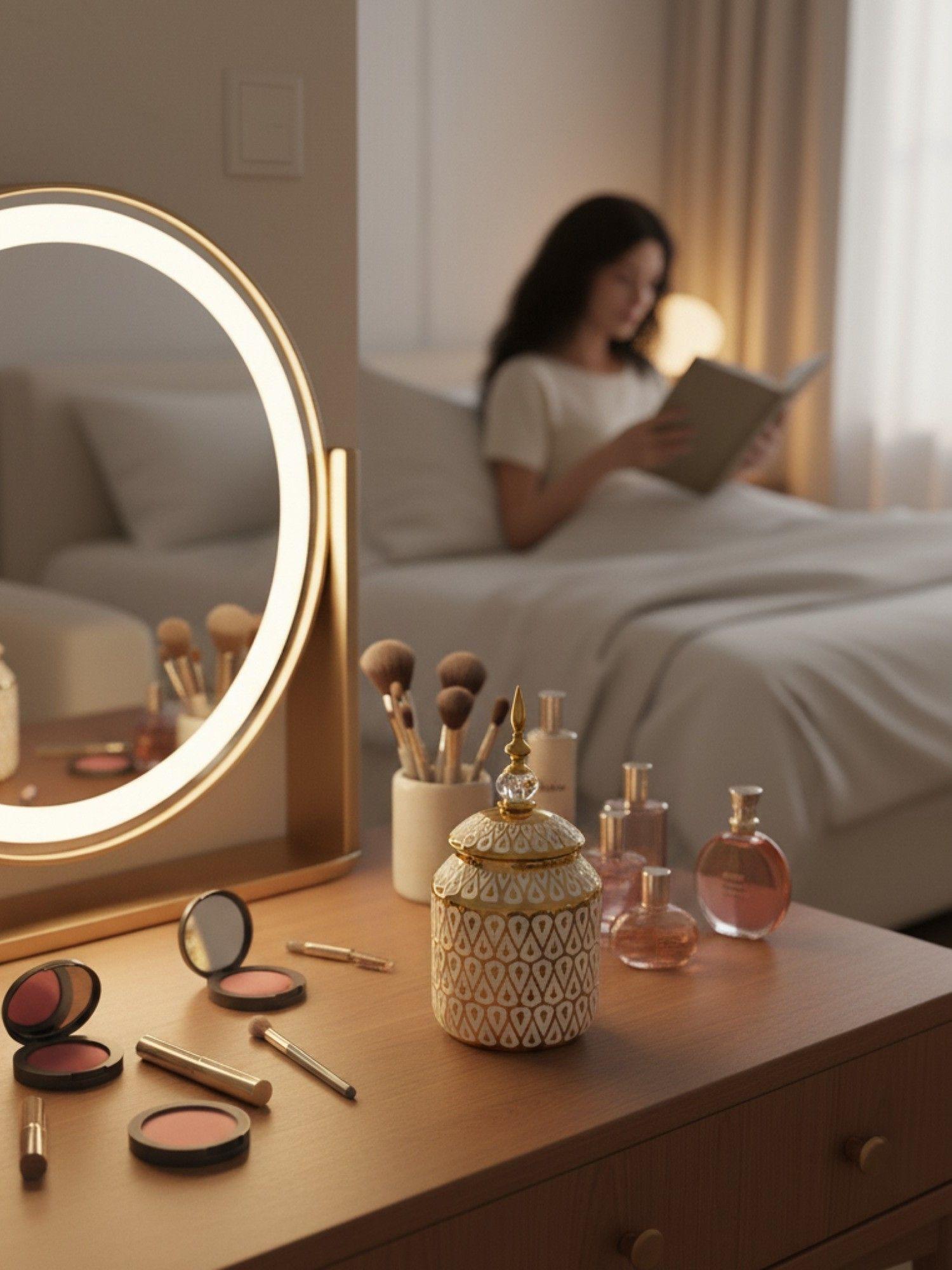 Potiche Decorativo Centro Mesa Recipiente Tapa Adorno Jhn-4