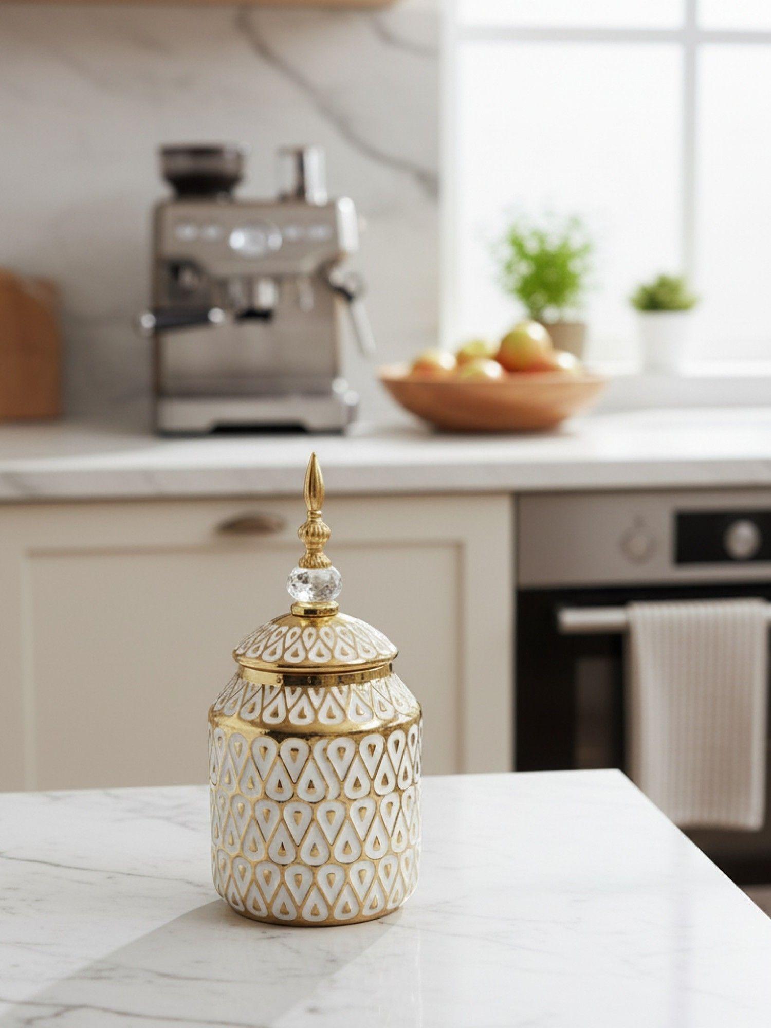 Potiche Decorativo Centro Mesa Recipiente Tapa Adorno Jhn-6