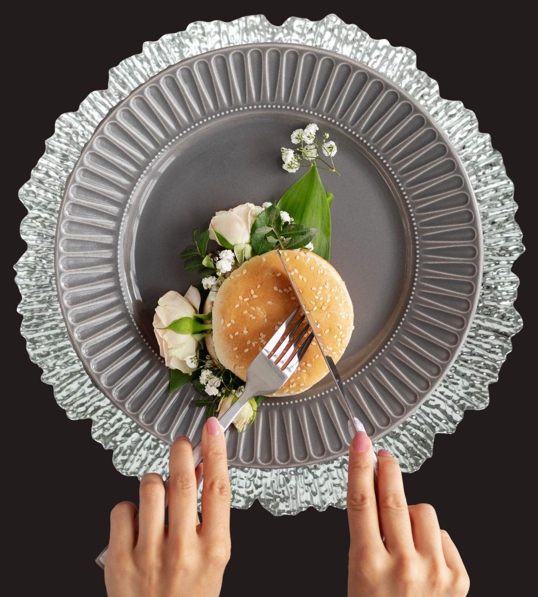 Set 3 Plato Base Carga Redondo Decorativo Brillante Jhn-2