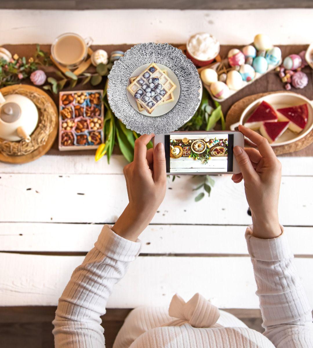 Set 3 Plato Base Carga Redondo Decorativo Brillante Jhn-6