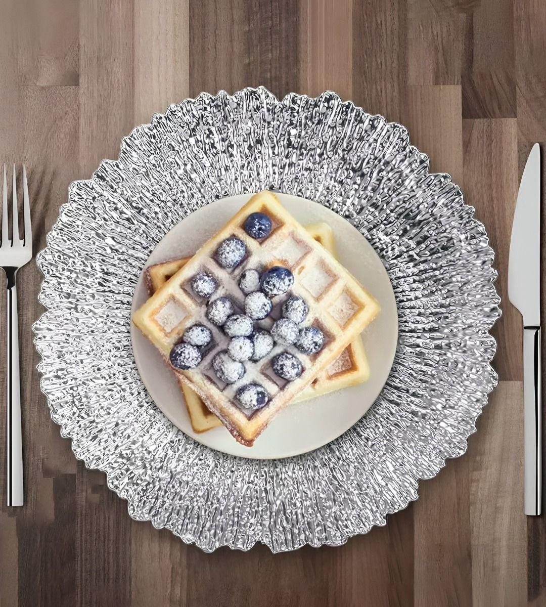 Set 3 Plato Base Carga Redondo Decorativo Brillante Jhn-8