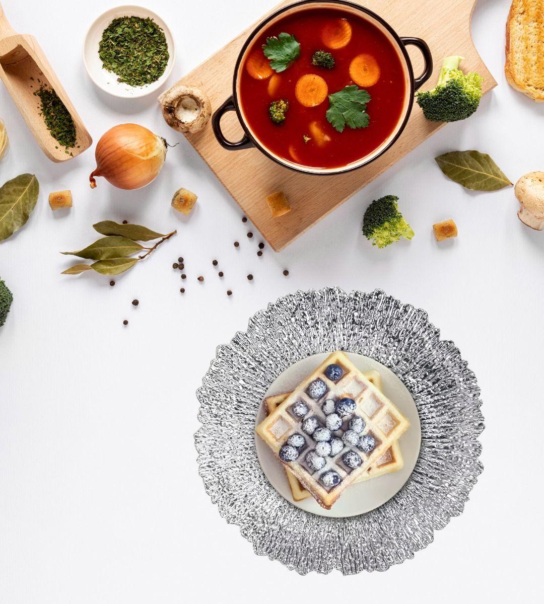 Set 3 Plato Base Carga Redondo Decorativo Brillante Jhn-9