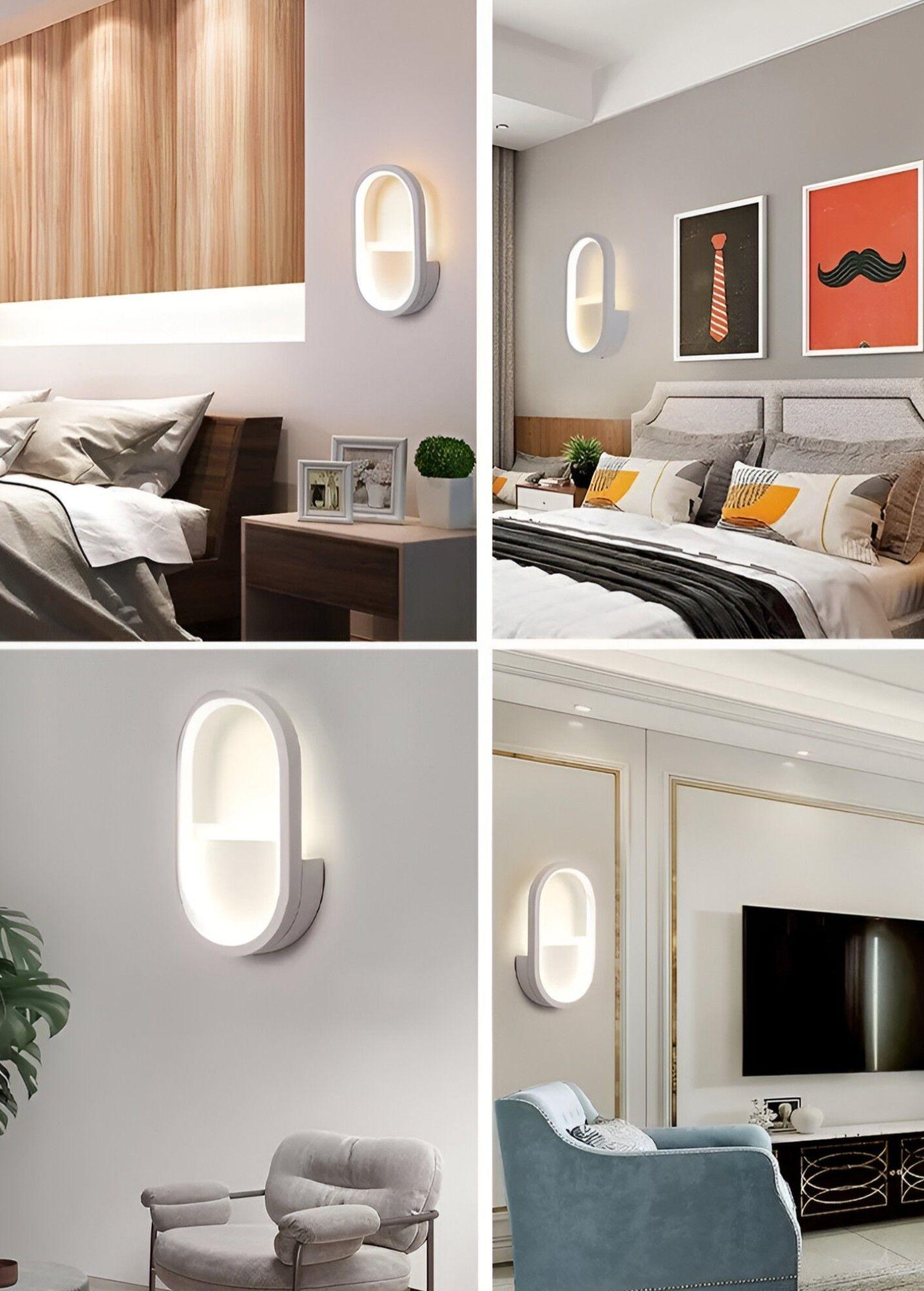 Lámpara Pared LED Decoración Moderna Ovalada Blanca Jhn-6