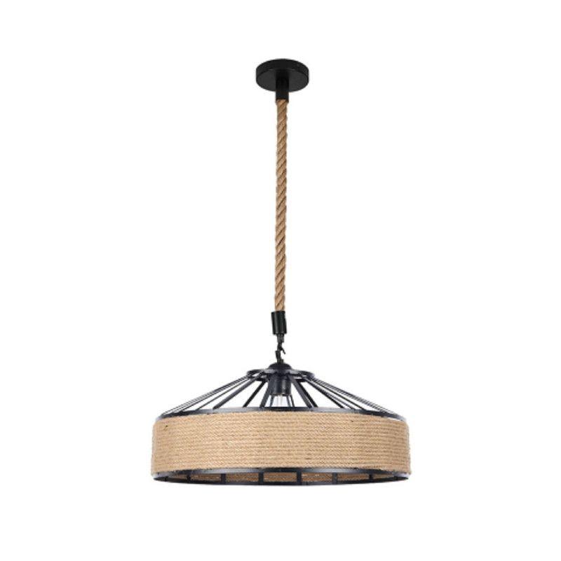 Lampara Colgante Rustica Cuerda Cañamo Vintage Lau-2