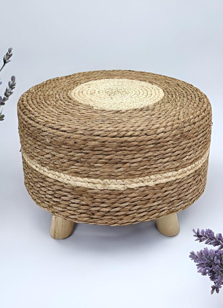 Reposapiés Redondo Natural Ratán Madera Multifuncional Jhn-7