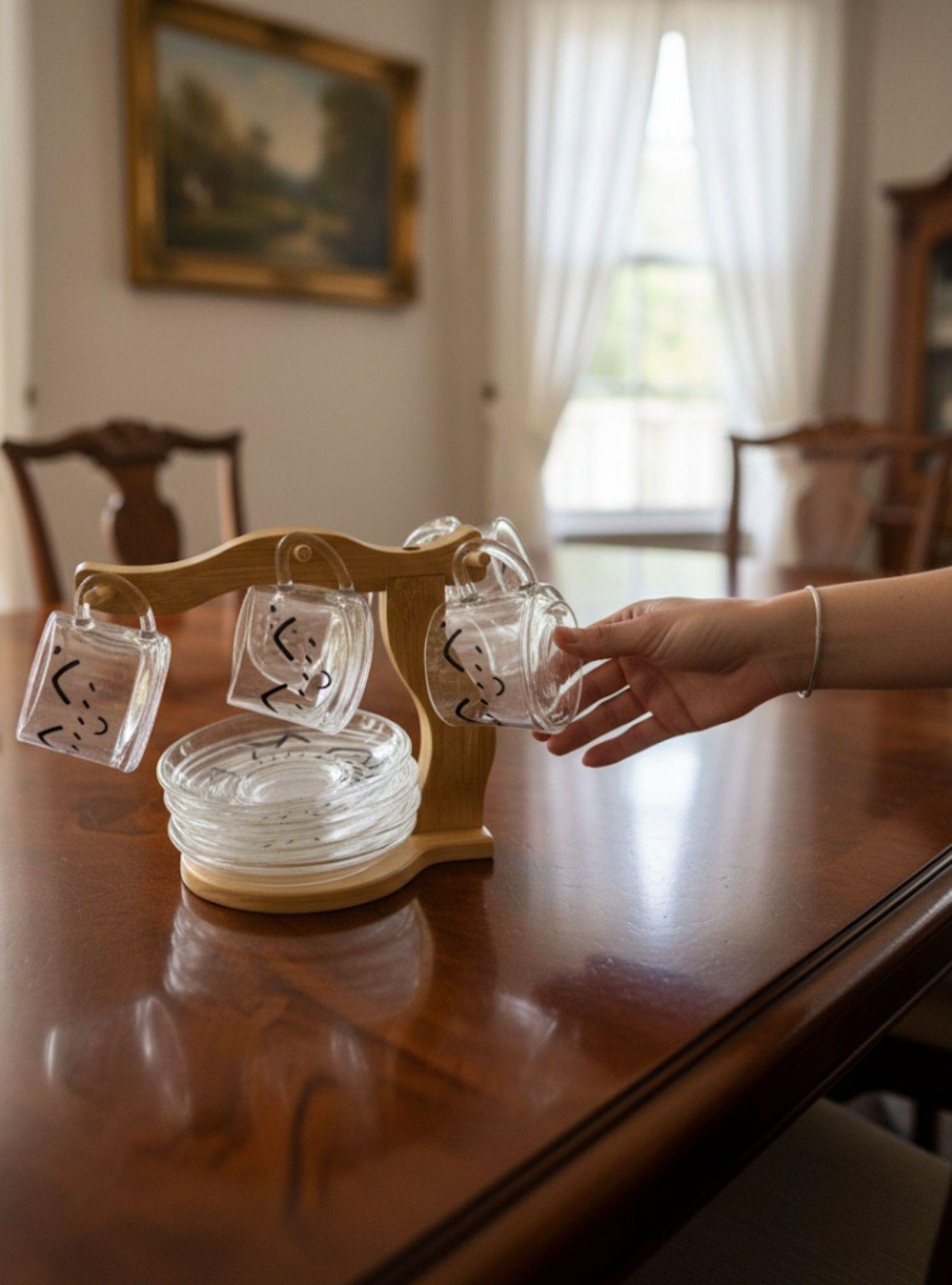 Juego Taza Soporte Plato Decorativo Organizador Cocina Jhn-5