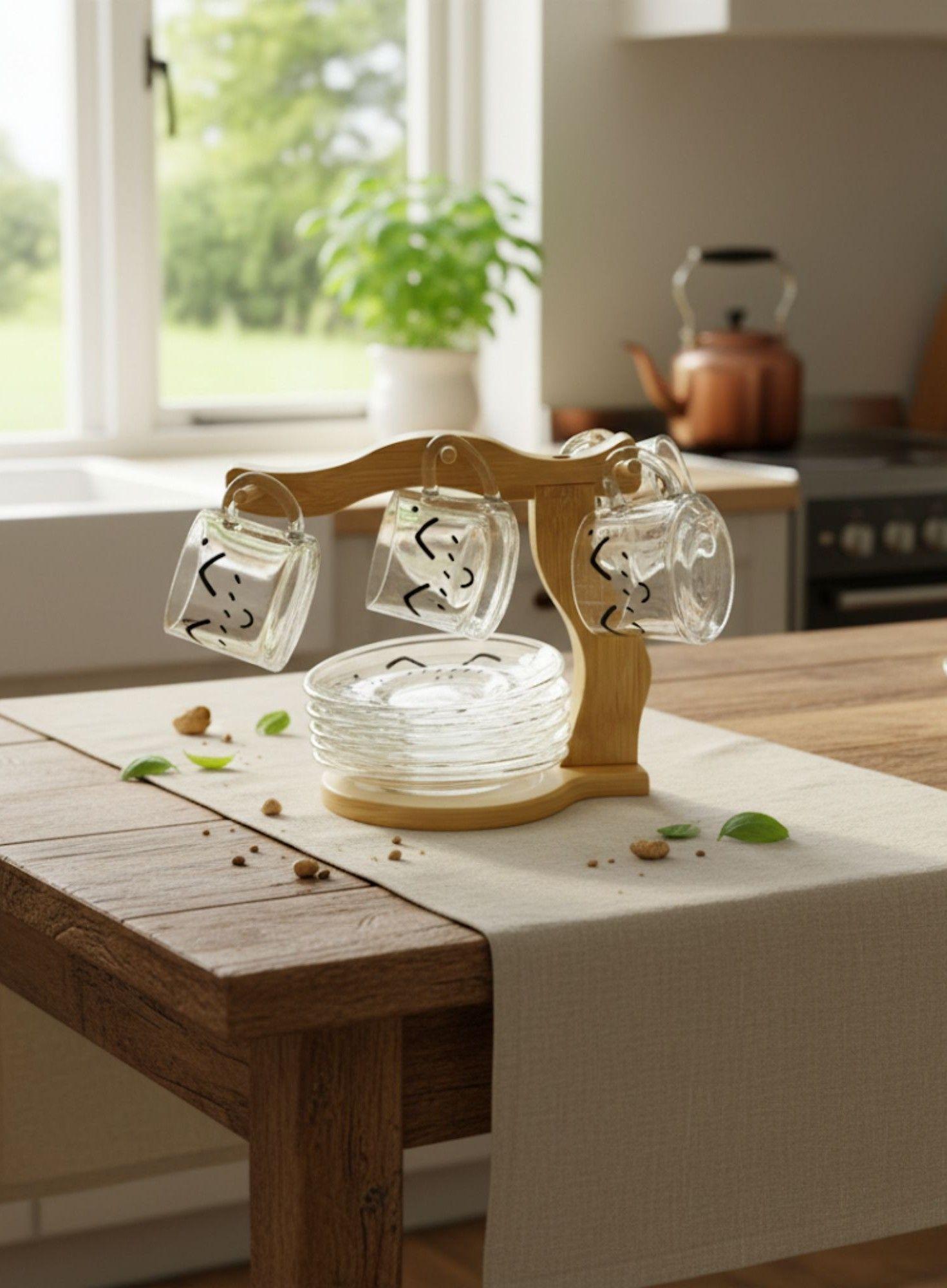 Juego Taza Soporte Plato Decorativo Organizador Cocina Jhn-6