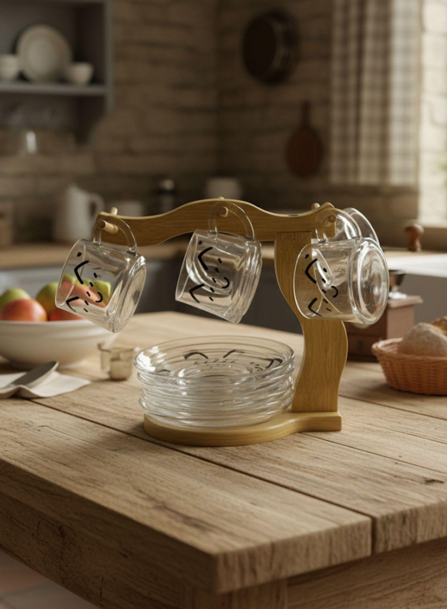 Juego Taza Soporte Plato Decorativo Organizador Cocina Jhn-7