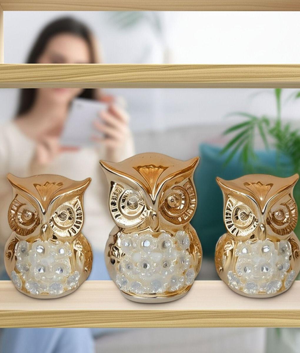Set Búho Figura Decorativa Hogar Elegante Sabiduría Jhn-3