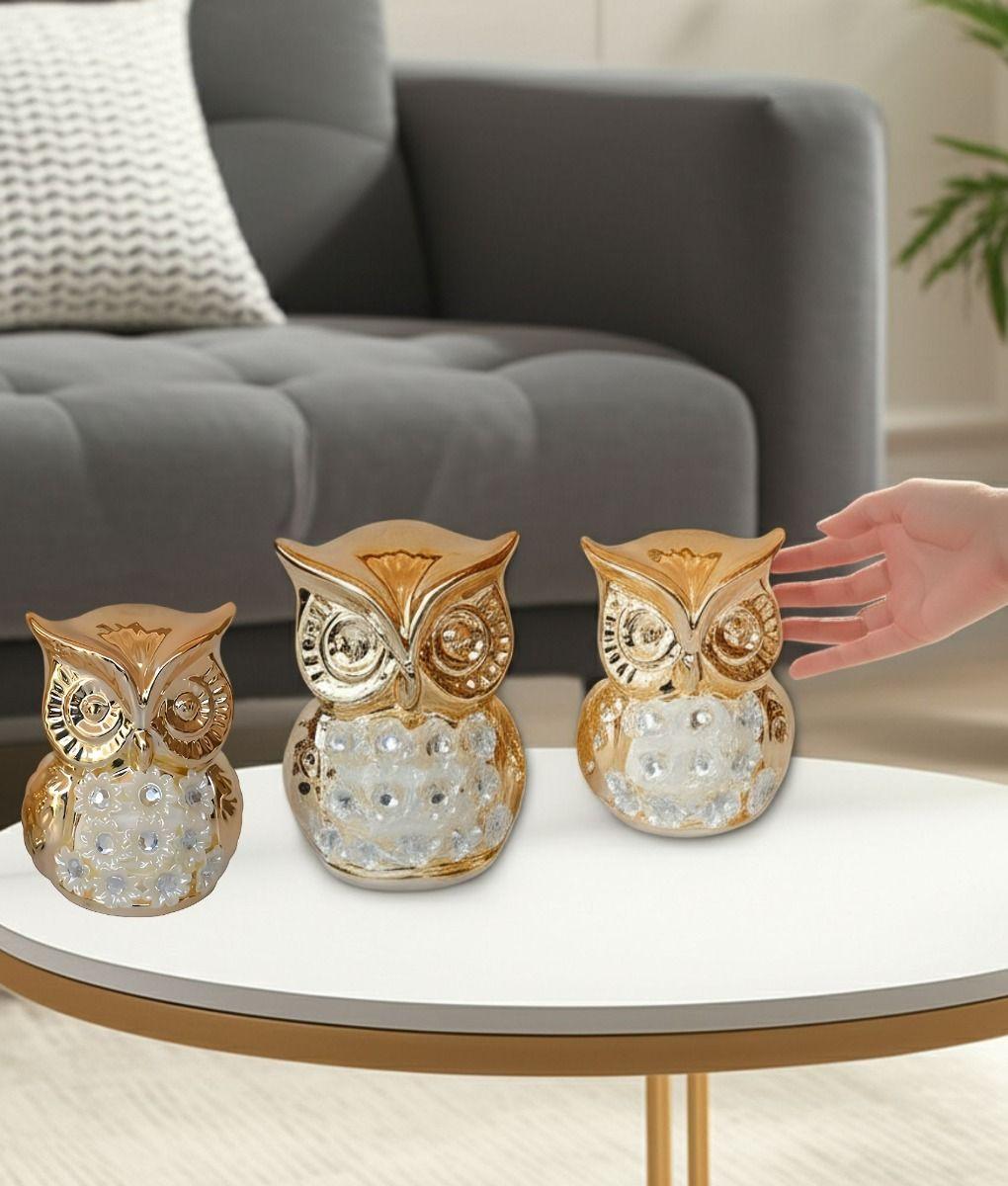 Set Búho Figura Decorativa Hogar Elegante Sabiduría Jhn-5