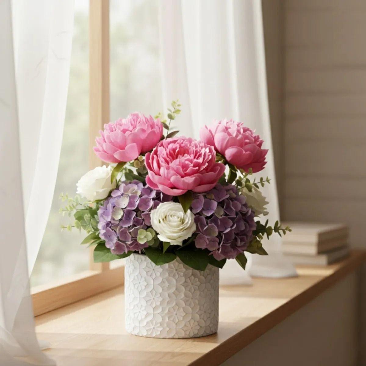 Maceta Decorativa Diseño Floral Macetero Estilo Nórdico Jhn-3