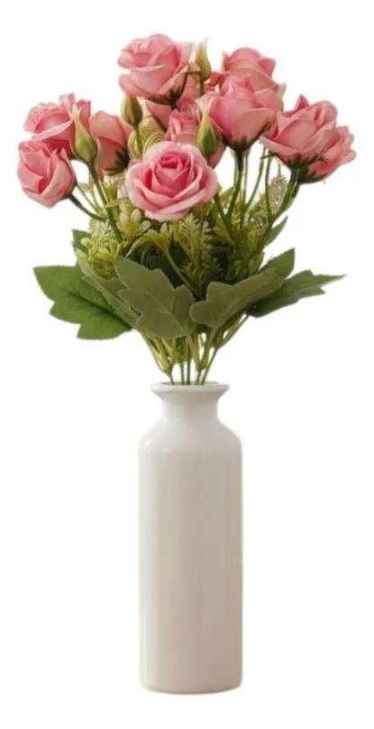 Set 4 Flores Artificiales Ramo Decorativo Rosas Botón Jhn-2