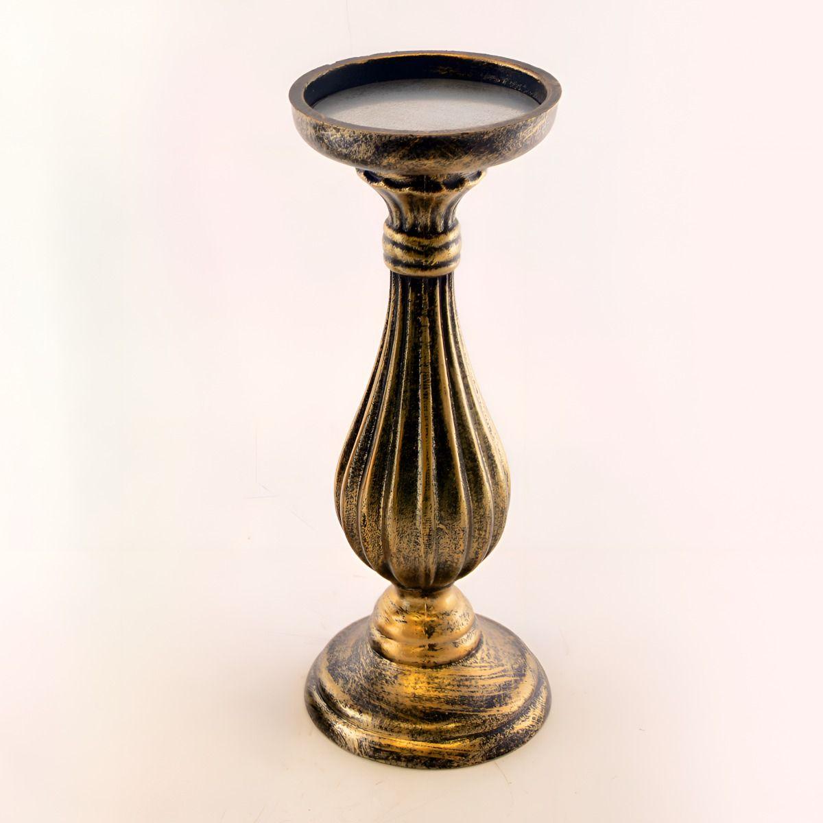 Candelabro Romano Pedestal Pilar Decorativo Bronce 28cm Jhn-3