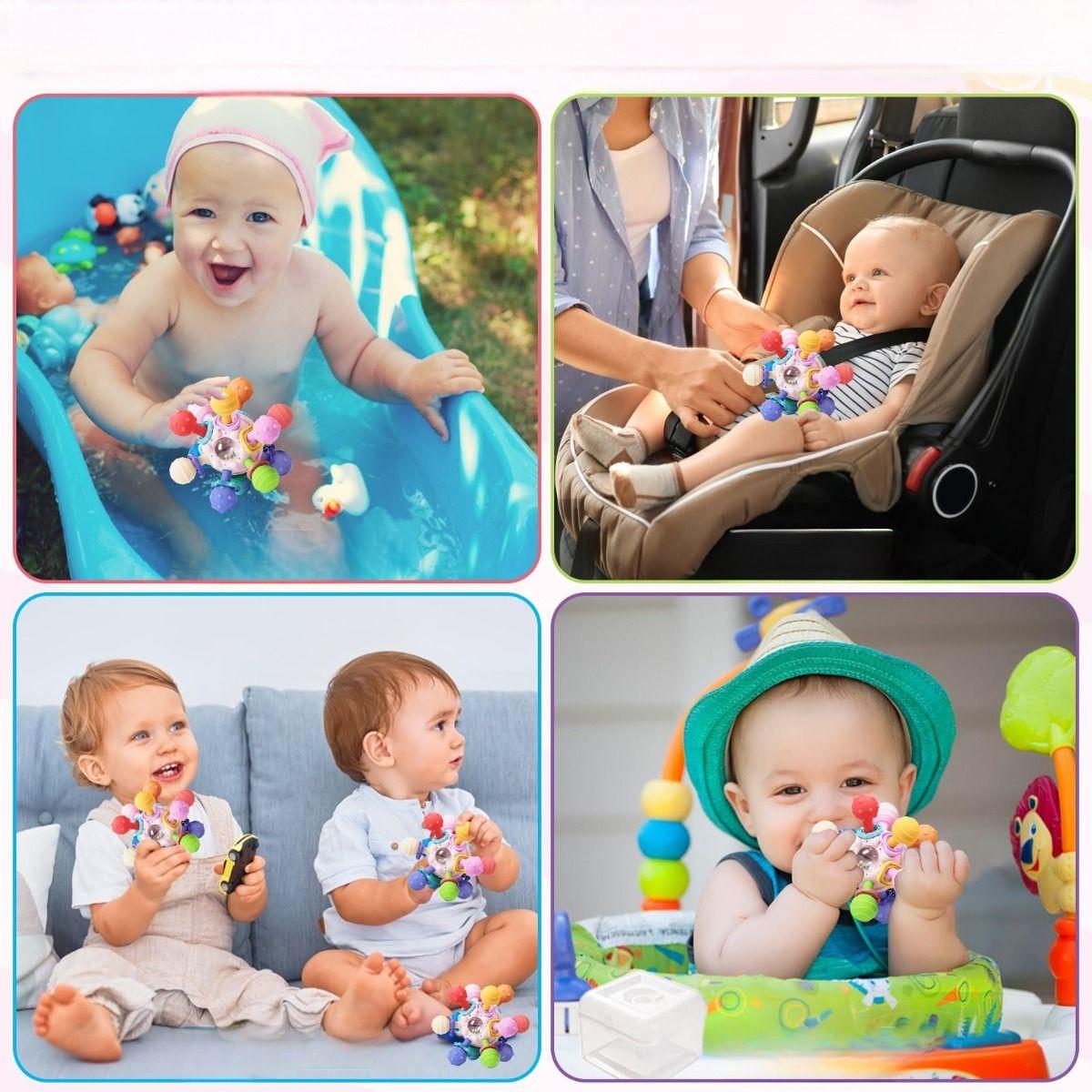 Set 2 Juguete Sensorial Silicona Mordedor Sonaja Bebes Lau-1