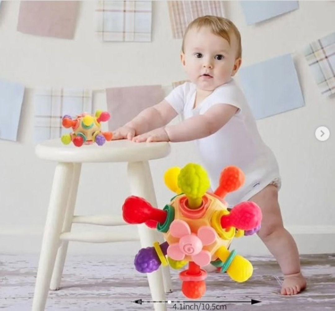 Set 2 Juguete Sensorial Silicona Mordedor Sonaja Bebes Lau-4