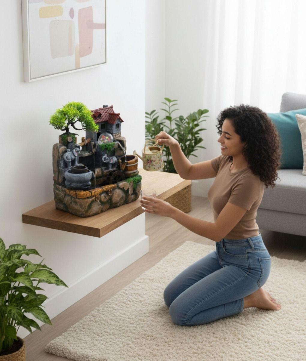 Fuente Agua Elefantes Adorno Mesa Decorativo Hogar Jhn-3