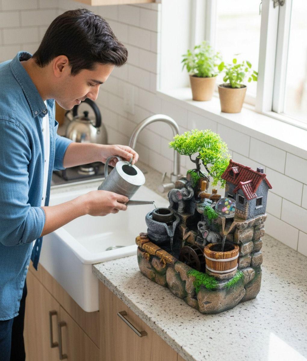 Fuente Agua Elefantes Adorno Mesa Decorativo Hogar Jhn-4