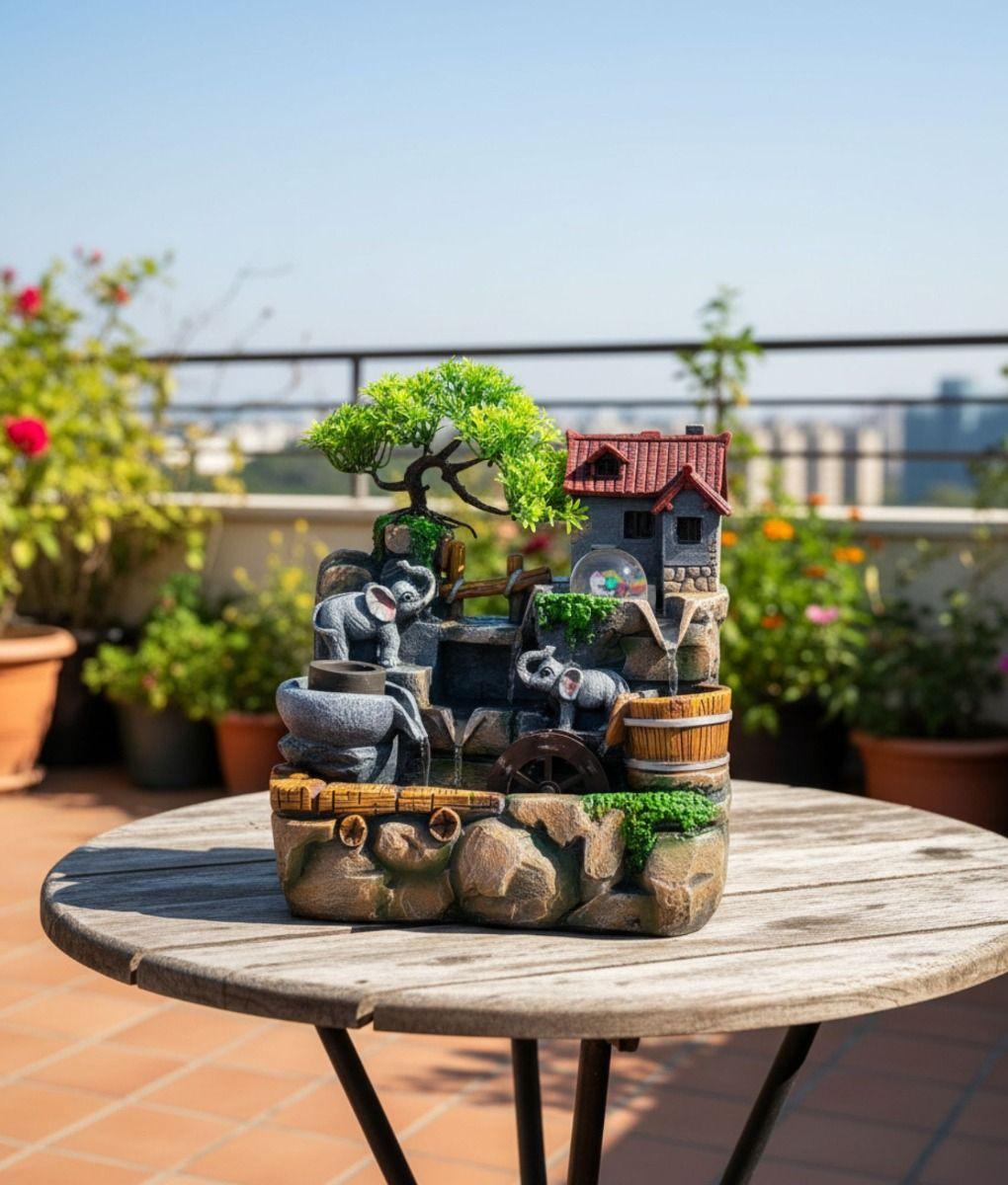 Fuente Agua Elefantes Adorno Mesa Decorativo Hogar Jhn-6