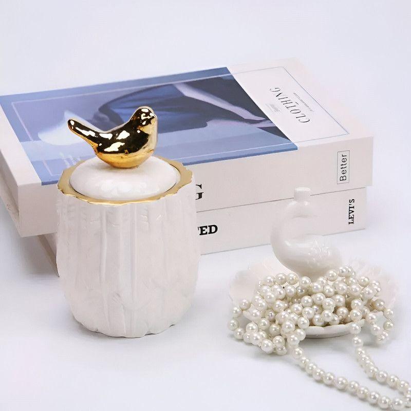 Jarro Ceramico Tapa Almacenamiento Moderno Lau-3
