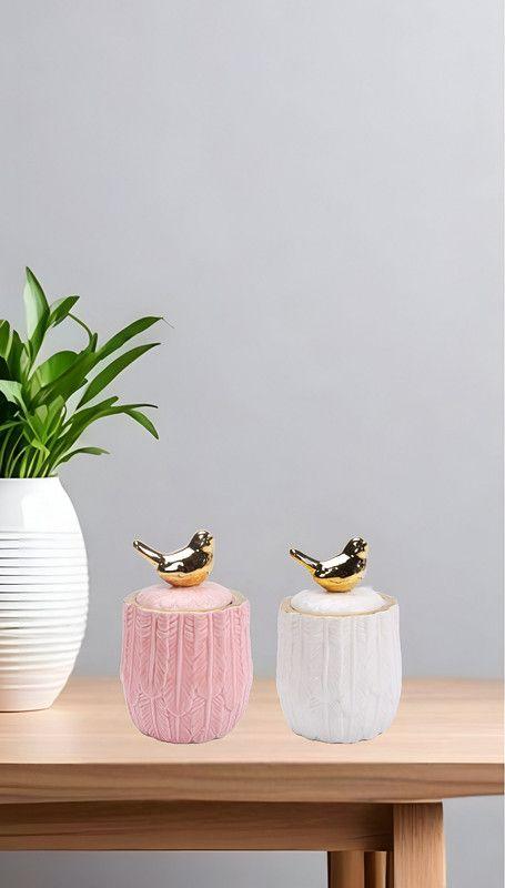 Jarro Ceramico Tapa Almacenamiento Moderno Lau-8