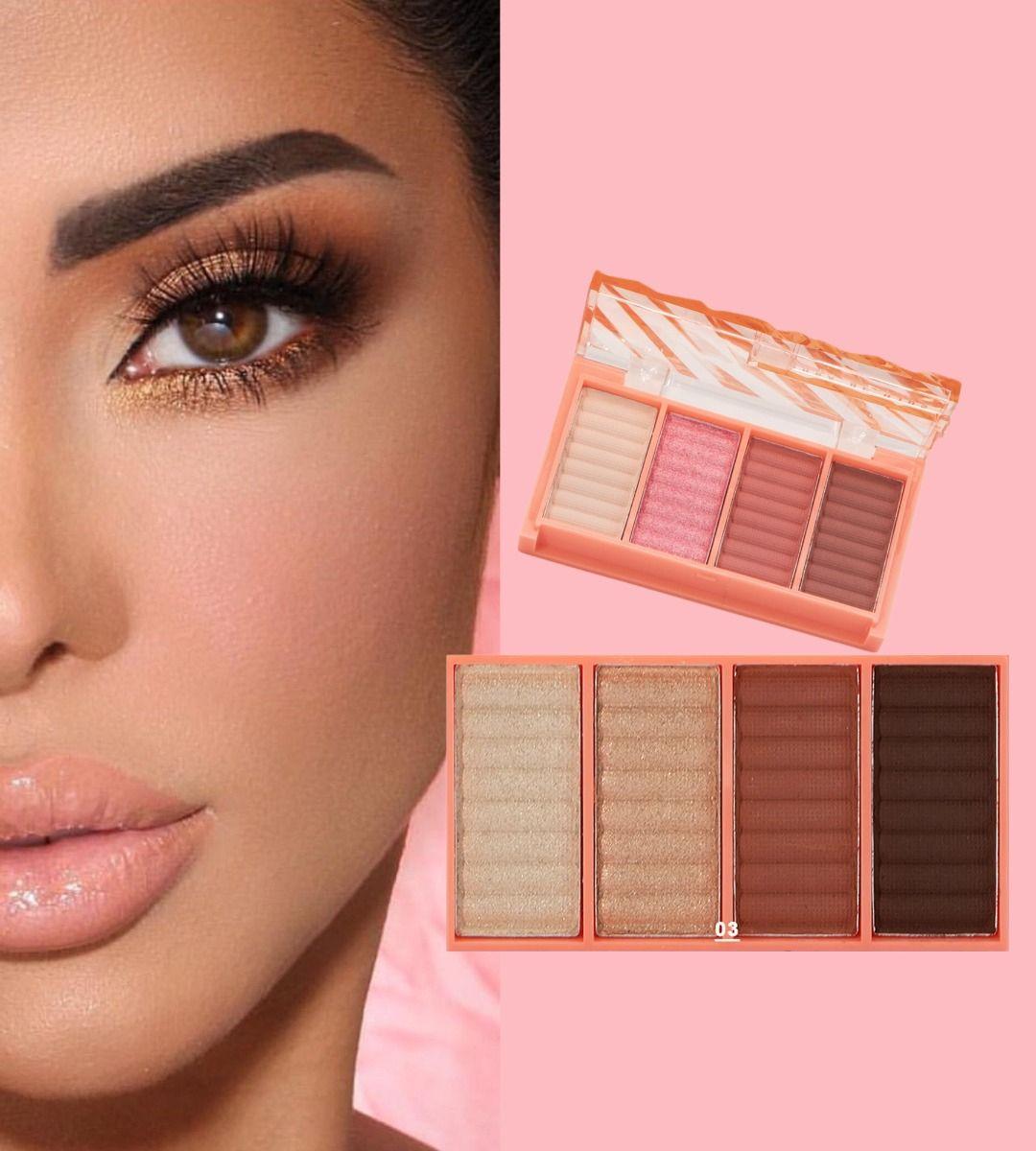Set 4 Sombra Ojos Paleta 4 Tonos Vibrante Suave Duradera Jhn-4