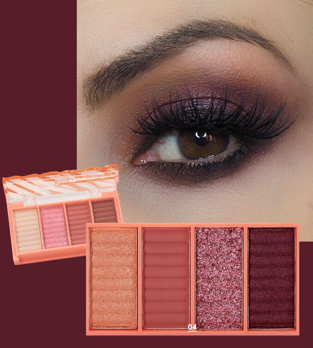 Set 4 Sombra Ojos Paleta 4 Tonos Vibrante Suave Duradera Jhn-6