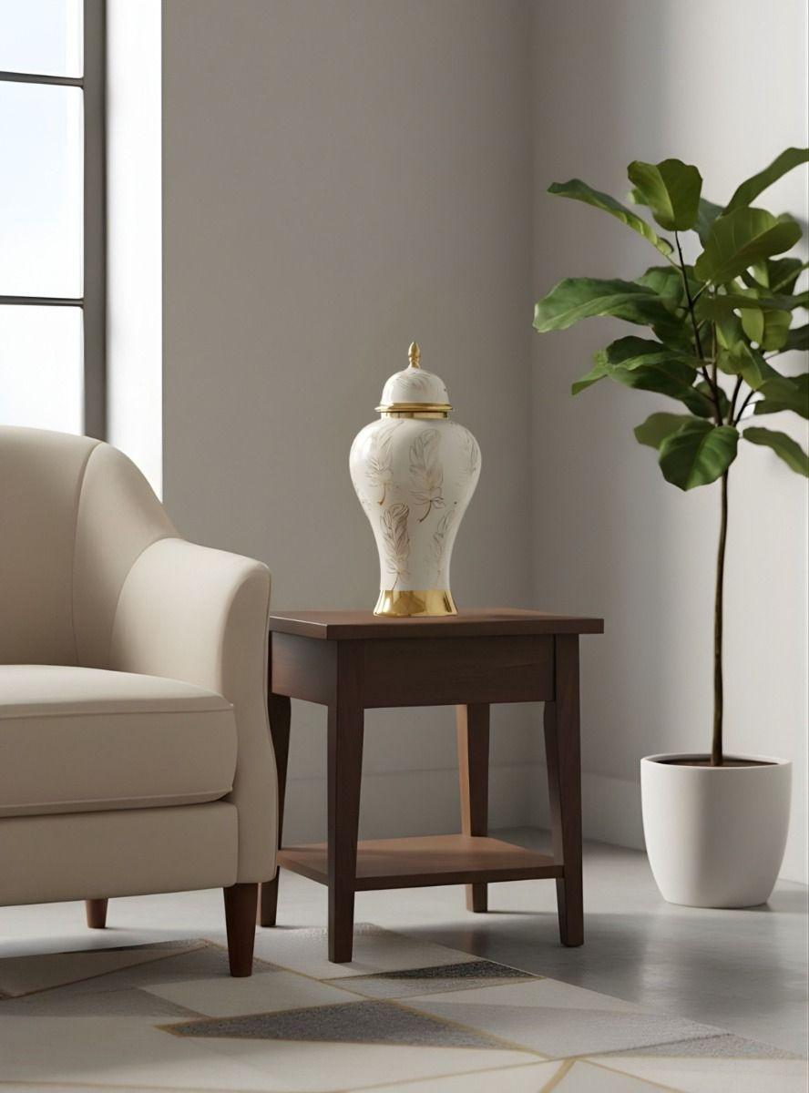 Potiche Decorativo Elegante Jarrón Diseño Plumas Adorno Jhn-6