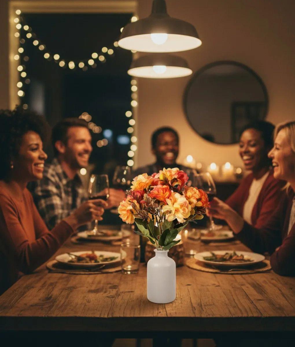 Set 5 Flores Decorativas Artificiales Ramo Claveles Jhn-6