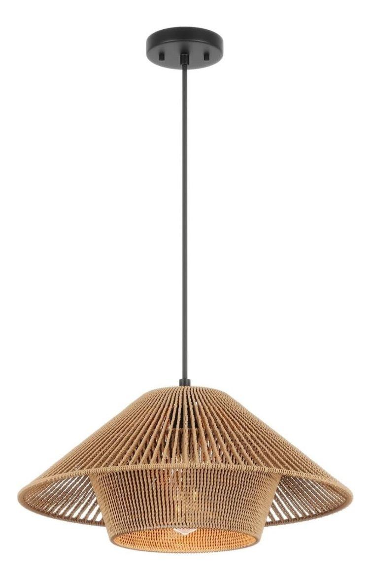 Lámpara Colgante Bohemia Ratán Cáñamo Rústica 40cm Jhn-0