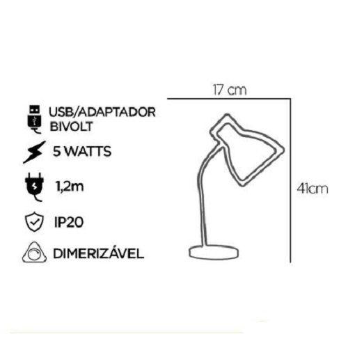 Lámpara Mesa Luz LED Noche Escritorio Estudio Lectura Rondon-5