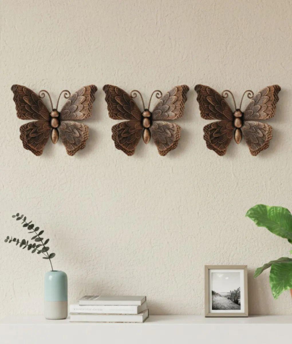 Set 3 Figuras Decorativas Mariposas Pared Vintage Jhn-0
