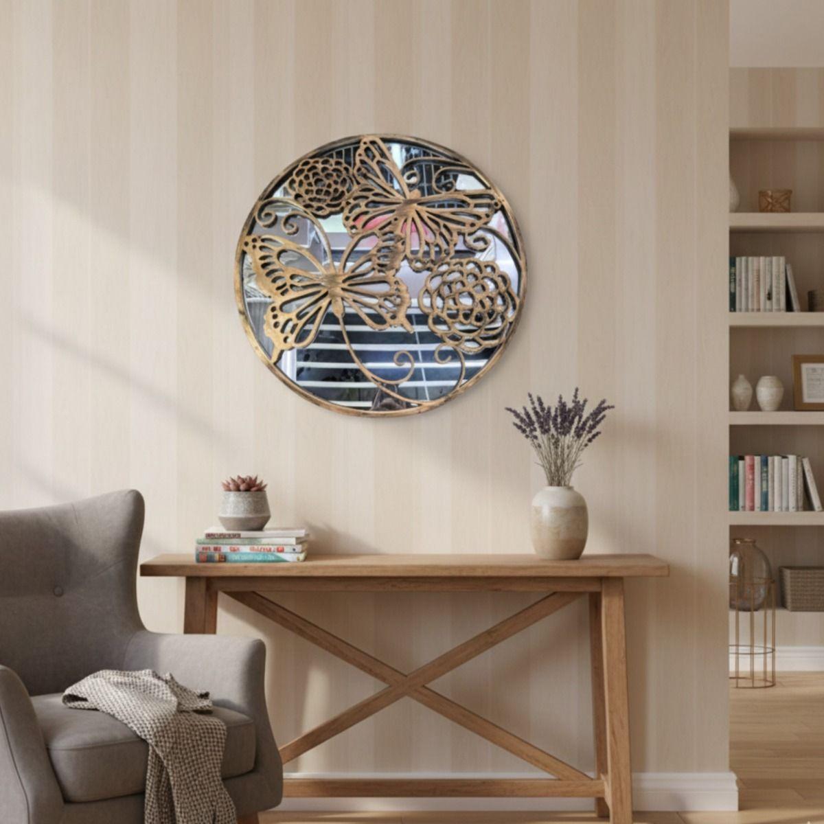 Espejo Pared Decorativo Adorno Mural Diseño Flora Fauna Jhn-6