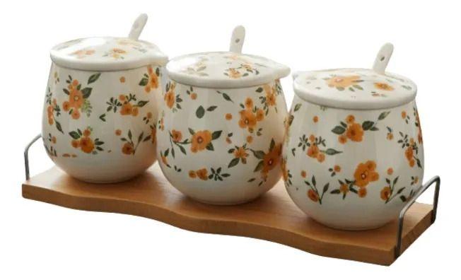 Set 3 Contenedores Diseño Elegancia Floral Organización Jhn-0