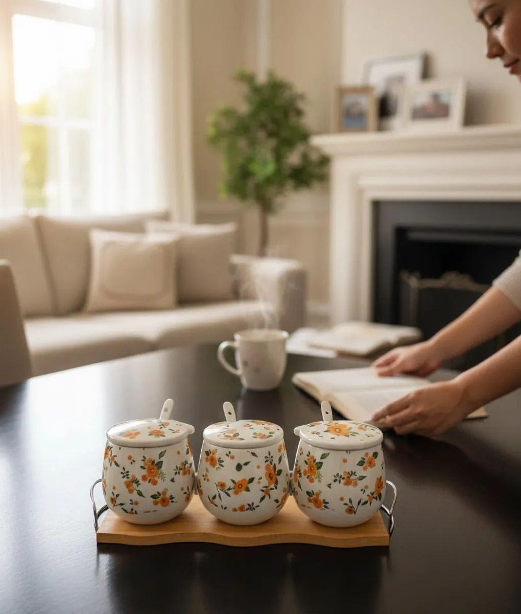 Set 3 Contenedores Diseño Elegancia Floral Organización Jhn-4