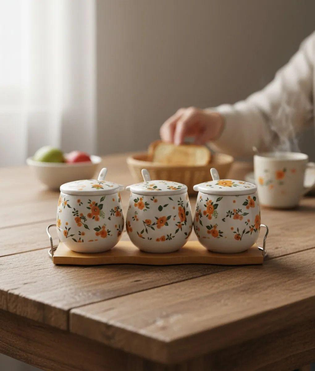 Set 3 Contenedores Diseño Elegancia Floral Organización Jhn-7