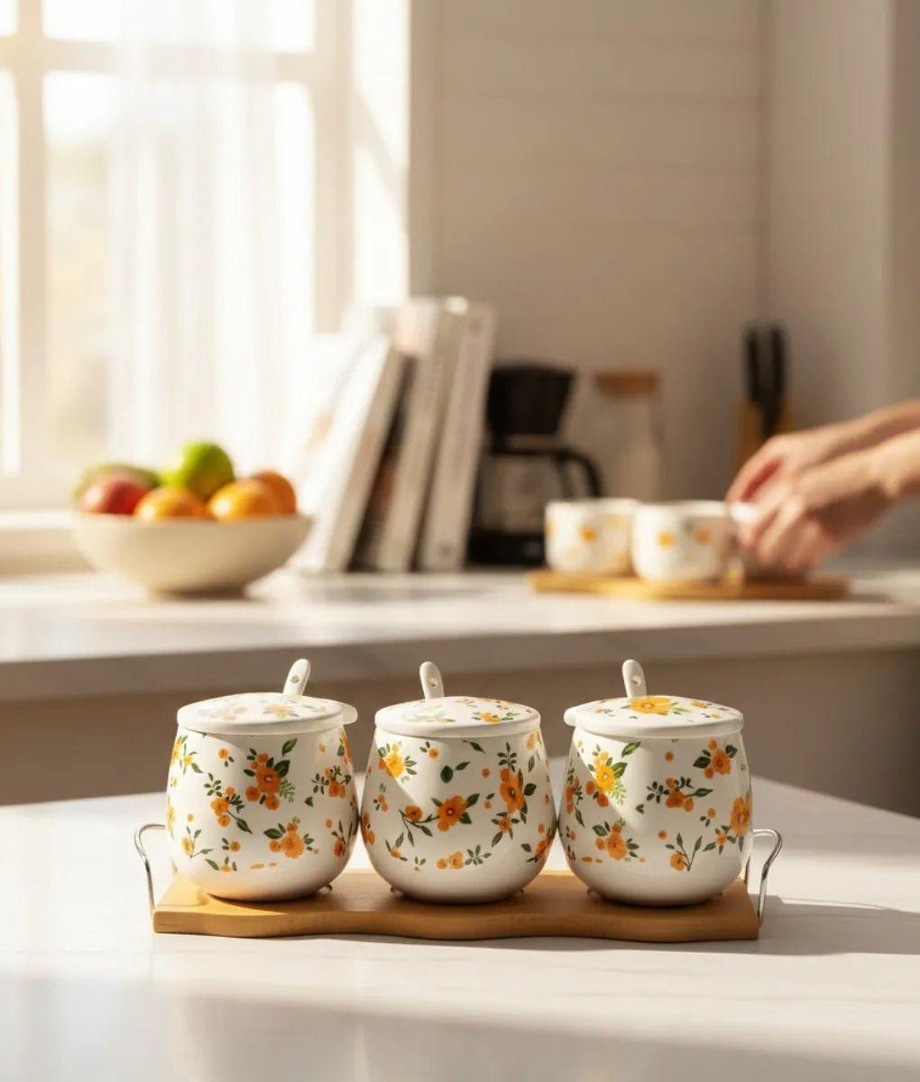 Set 3 Contenedores Diseño Elegancia Floral Organización Jhn-8