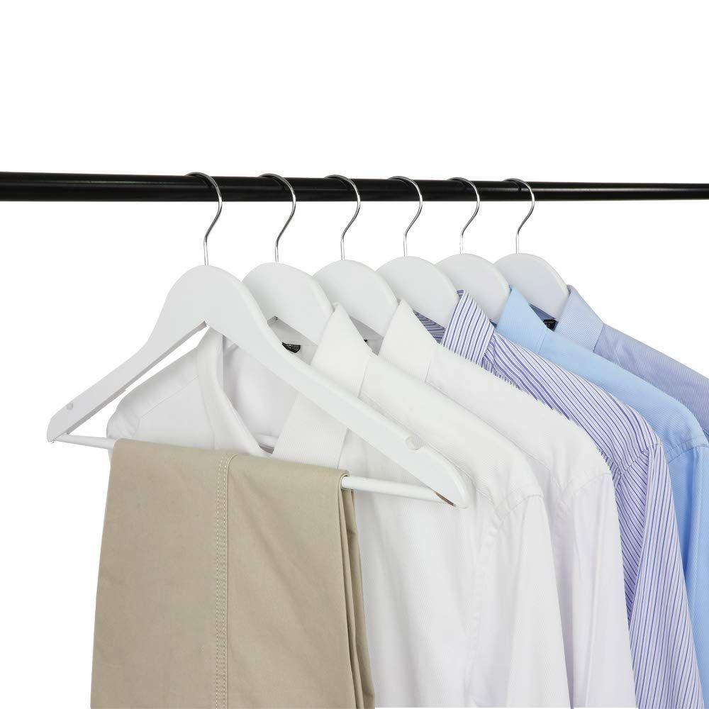 Perchas Ropa Madera Blanca Muescas Ganchos Rondon-4