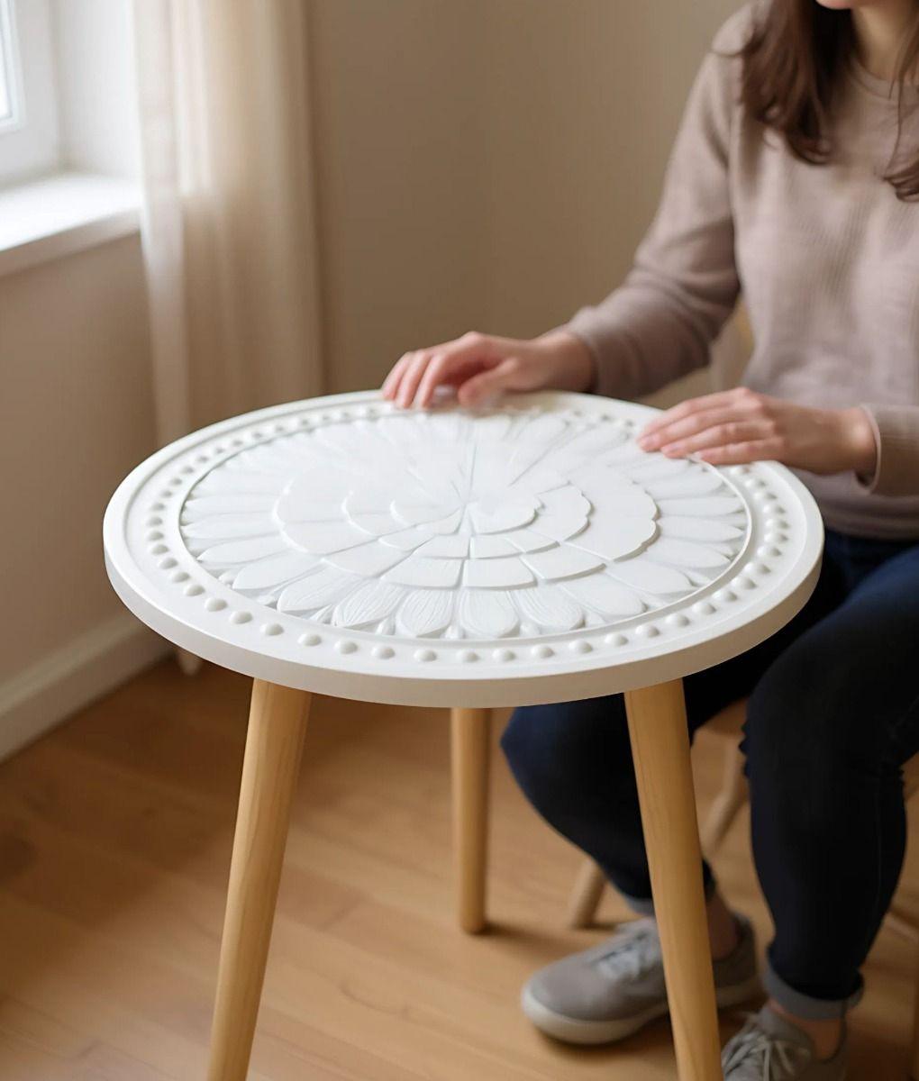 Mesa Centro Redonda Decorativa Auxiliar Moderno Hogar Jhn-4