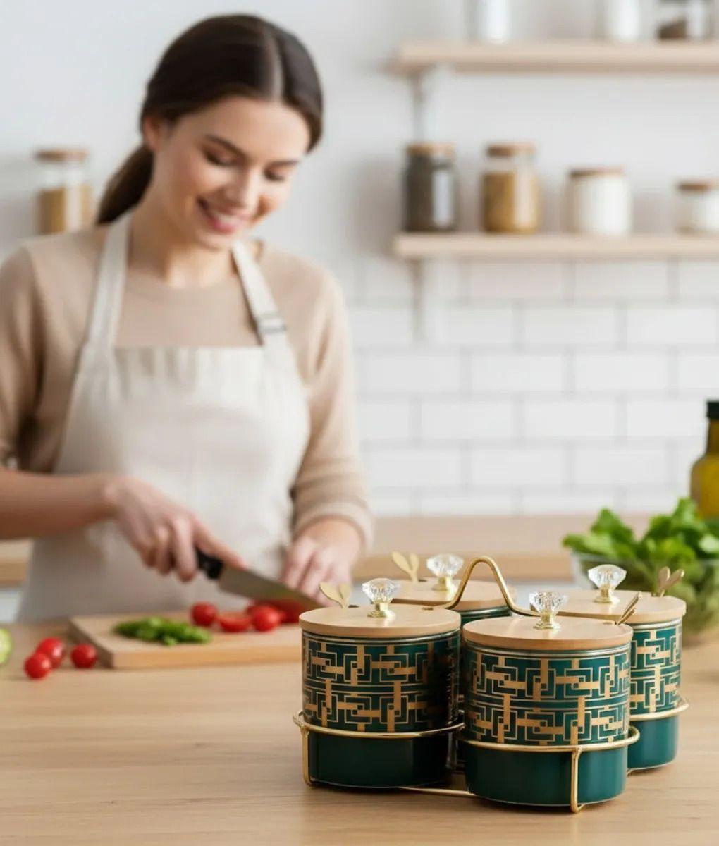 Juego Contenedores Frascos Organización Estilo Elegante Jhn-2