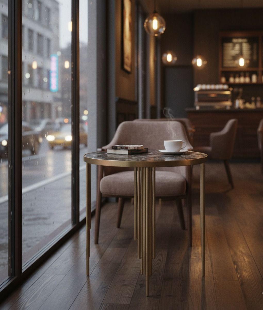 Mesa Auxiliar Redonda Diseño Geométrico Elegante Jhn-7