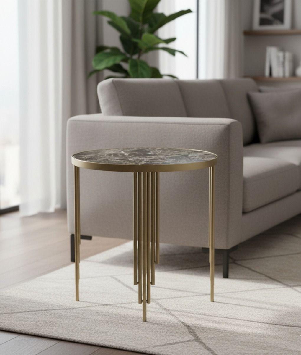 Mesa Auxiliar Redonda Diseño Geométrico Elegante Jhn-8