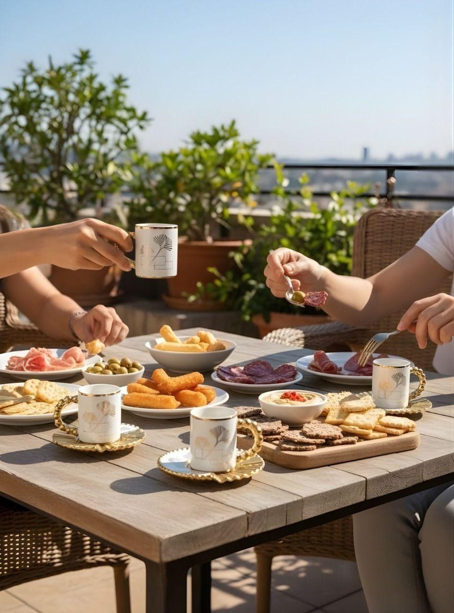 Juego Vajilla Set 6 Tazas Café Plato Decorado Adorno Jhn-4