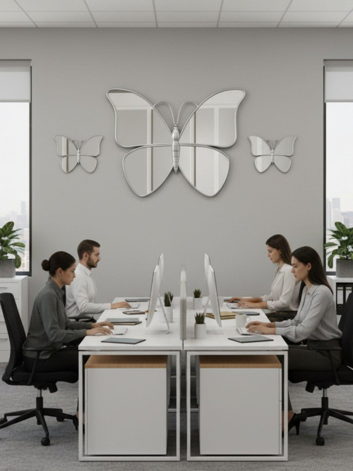 Set 3 Espejo Decorativo Pared Mariposa Funcional Hogar Jhn-2