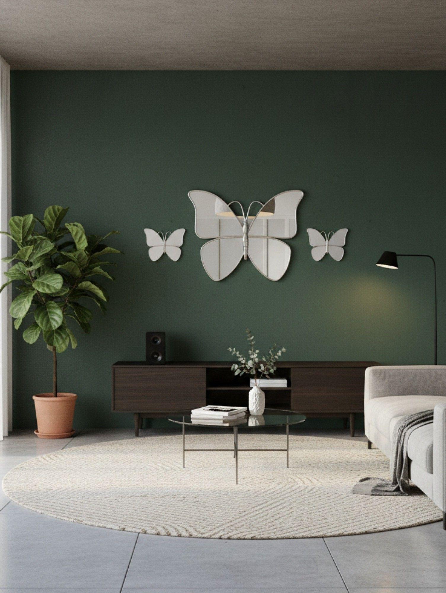 Set 3 Espejo Decorativo Pared Mariposa Funcional Hogar Jhn-7