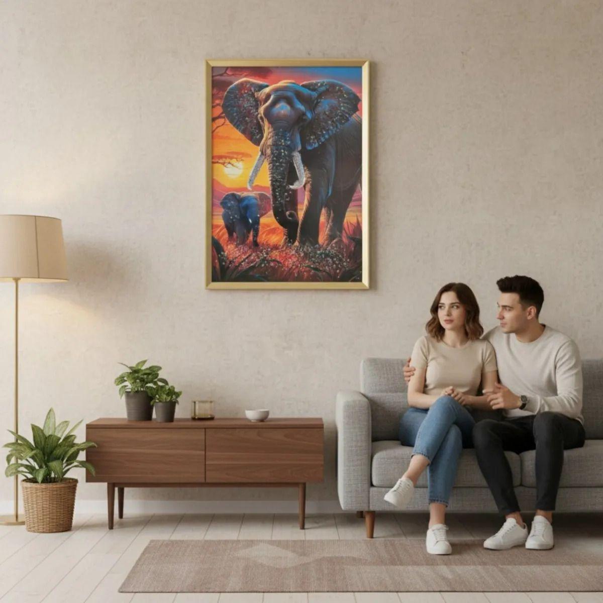 Cuadro Decorativo Elefante Moderno Paisaje Atardecer Jhn-2