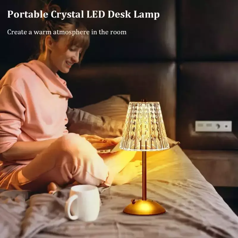 Lampara Recargable Cristal Dormitorio Escritorio Decoracion -6